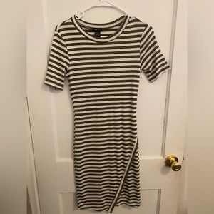 Olive green and off white dress